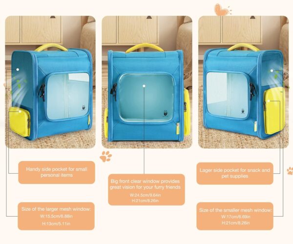 Cat Backpack Breathable Pet Carrier for Cats and Small Dogs, Light Sky Blue - Image 3