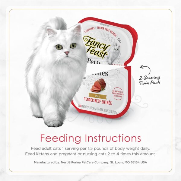 Purina Fancy Feast Gourmet Pate Wet Cat Food, Petites Tender Beef Entree - (Pack of 12) 2.8 oz. Tubs - Image 9