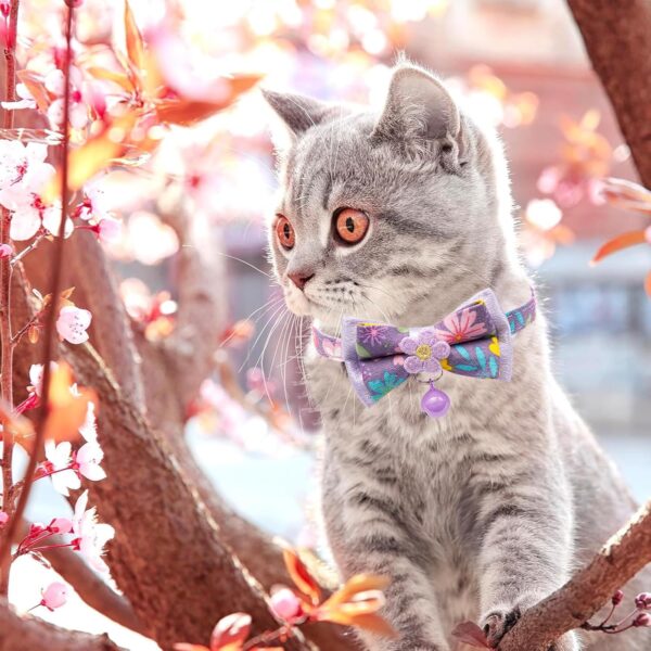 Cat Collars,HYQHYX Floral Bow Collar with Bell, Removable Cat Collar with Tie, Cute cat Collar for Cats and Puppies - Image 5