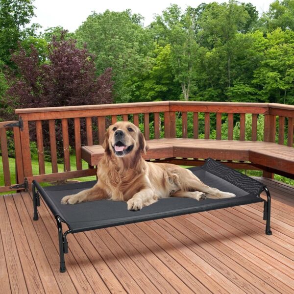 Veehoo Elevated Dog Bed, Outdoor Raised Dog Cots Bed for Large Dogs, Cooling Camping Elevated Pet Bed with Slope Headrest for Indoor and Outdoor, Washable Breathable, Large, Black, CWC2204 - Image 8