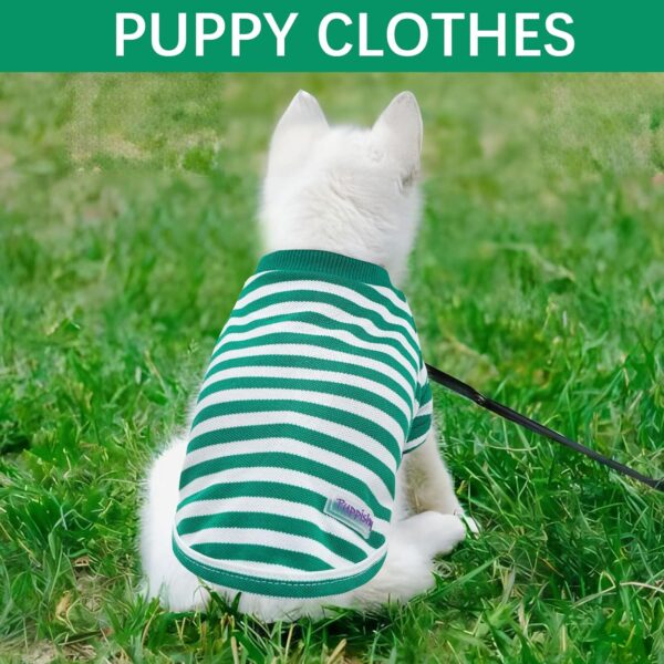 2 Pieces Puppy Clothes Summer Dog Shirt Cute Soft Dog Shirt for Small Dogs Bresthable Chihuahua Cat Clothes XS~XXL Pet Clothing (Green, Small) - Image 2