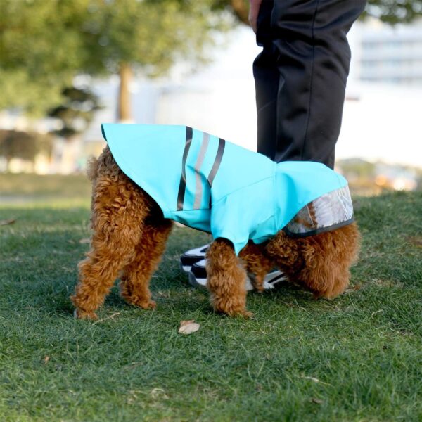 Wizland Reflective Dog Raincoat Dog Rain Jacket with Hood Lightweight Waterproof Rain Coat for Puppies (BLUE M) - Image 3