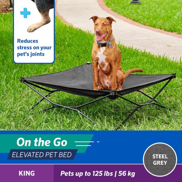 Coolaroo On The Go Cooling Elevated Dog Bed, Portable for Travel & Camping, Collapsible for Storage, King, Steel Grey - Image 3