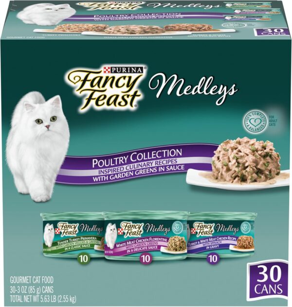 Purina Fancy Feast Medleys Poultry Collection Wet Cat Food Variety Pack - (Pack of 30) 3 oz. Cans