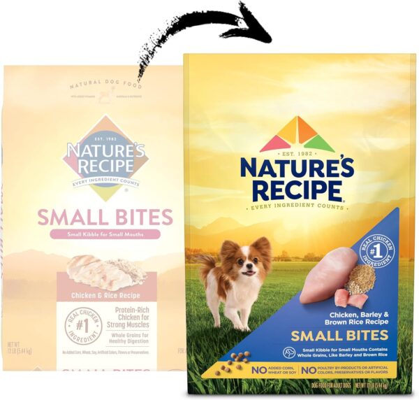 Nature′s Recipe Small Bites Chicken, Barley & Brown Rice Recipe Dry Dog Food, 12 lb. Bag - Image 2