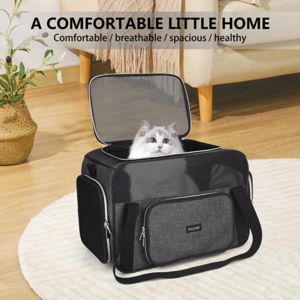 BAGLHER Pet Travel Carrier, Cat Carriers Dog Carrier for Small Medium Cats Dogs Puppies, Airline Approved Small Dog Carrier Soft Sided, Collapsible Puppy Carrier. Grey - Image 7