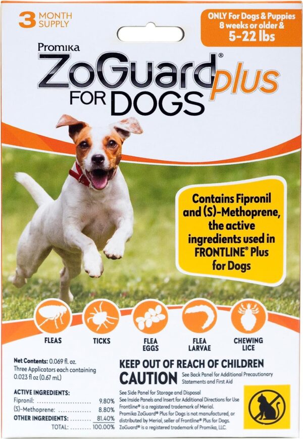 Plus Flea and Tick Prevention for Small Dogs - Flea and Tick Prevention for Dogs 5-22lbs (3 Doses)