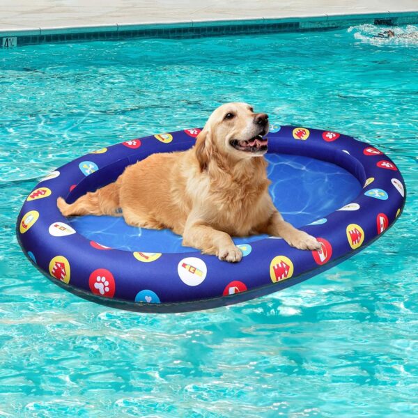 Inflatable Dog Pool Float, 55 x 38” Dog Swimming Raft Floating Mat for Small Medium and Large Dogs - Up to 90lbs