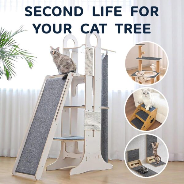 Cat Scratching Mat 78.7"x15.8", Self-Adhesive Cat Carpet Scratcher Replacement for Cat Tree Post Wall Shelves, Cat Scratch Furniture Protector for Couch, DIY Climbing Cat Scratcher - Image 3