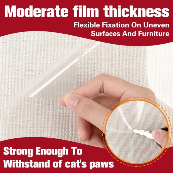 Cat Scratch Furniture Protector, 12 Pack Cat Couch Protector, Couch Protector for Cats, Furniture Protectors from Cats, Clear Couch Cat Scratch Protector with 70 Twist Pins - Image 3