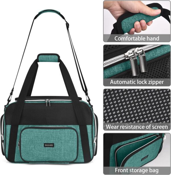 BAGLHER Pet Travel Carrier, Cat Carriers Dog Carrier for Small Medium Cats Dogs Puppies, Airline Approved Small Dog Carrier Soft Sided, Collapsible Puppy Carrier. Green - Image 3