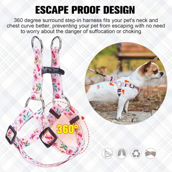 BEAUTYZOO No Pull Small Dog Harness and Leash Set, No Chock Puppy Step in Vest Harness Nylon Lightweight Neck&Chest Adjustable for Dogs Girls and Boy, Pet Harness for Small Medium Dogs - Image 5