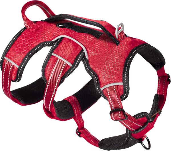 Tuff Pupper Updated for 2024 - Tracker No Escape Dog Harness | Dual Escape Proof Leash Attachments | 5 Point Adjustable Fit Harness for Dogs | Padded Dog Harness for Comfort | Handle Dog Lift Harness