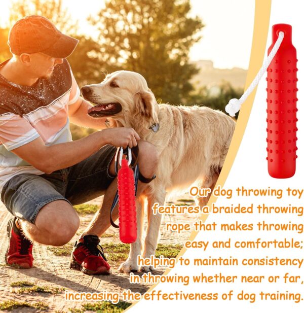 4 Pcs Dog Training Bumper with Throw Rope 11 x 2 Inch Dog Retriever Training Dummy Dog Toys Standard Size Duck Dog Hunting Training Tool for Hunting and Sporting Dogs (Orange and Red) - Image 4