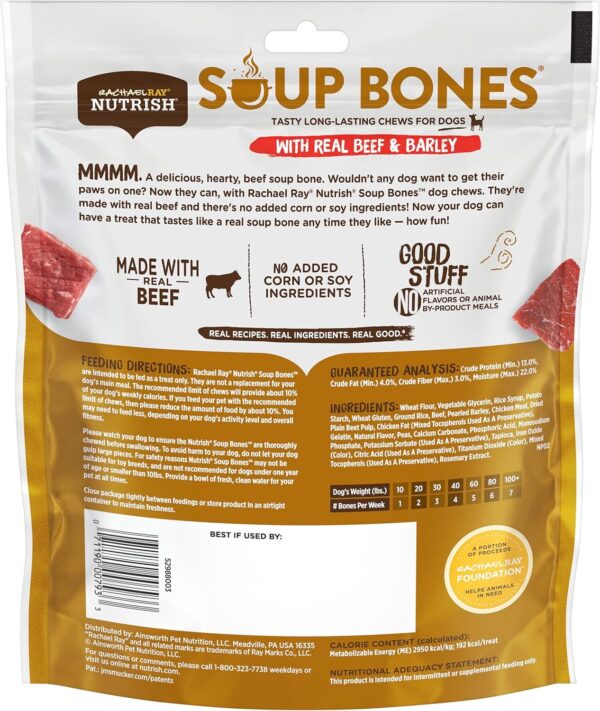 Rachael Ray Nutrish Soup Bones Dog Treats, Beef & Barley Flavor, 6 Bones - Image 3