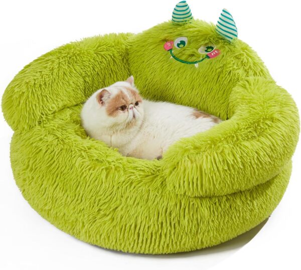 Jiupety Cute Calming Dog and Cat Bed, Indoor High Bolster Donut Dog Beds, Comfortable Plush Cuddler Dog Bed, M(24"x24"x14") Size for Small Dogs and Cats, Cute Cartoon Soft Bed, Green.… - Image 7