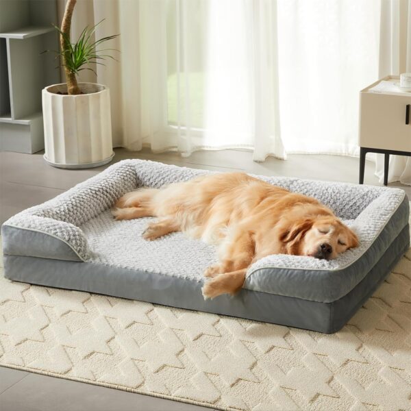 Orthopedic Large Dog Bed, Sofa Dog Bed Large Sized Dog with Egg Crate Foam, Large Dog Bed with Removable Washable Pillow Cover, Waterproof Dog Couch Bed with Anti-Slip Bottom, PET BED