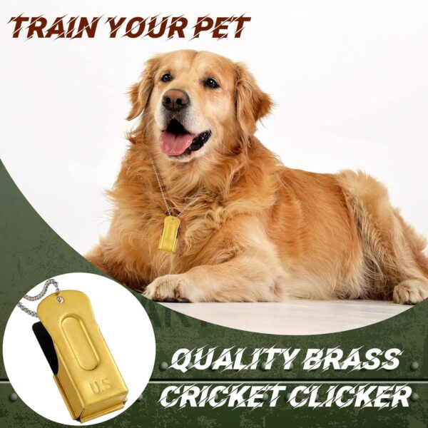 3 Pieces Dog Training Clicker Necklace Signaling Cricket Clicker Brass Pet Training Clicker for Puppy Dogs Cat(Gold) - Image 4