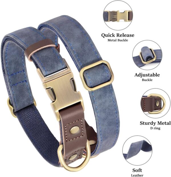 Didog Soft Padded Leather Dog Collars for Small Dogs, Classic Heavy Duty Dog Collar with Quick Release Metal Buckle, Adjustable Small Dog Collar Leather,Blue,S - Image 2