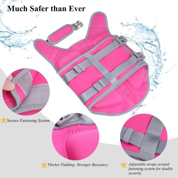 VIVAGLORY Lightweight Dog Life Jacket, Pet Life Preserver Life Vest Skin-Friendly Neoprene for Medium Dogs with D-ring and Quick Release Buckle, Pink - Image 3