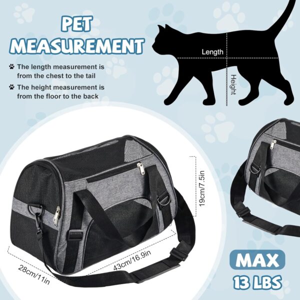 4 Pcs Cat Carrier Soft Pet Carrier for Cat Under 13lbs, 16.9'' x 11'' x 7.5'', Soft Sided Foldable Comfortable and Portable Carrying Bag for Cat, Small Dog Pet Travel(Black, Gray) - Image 2