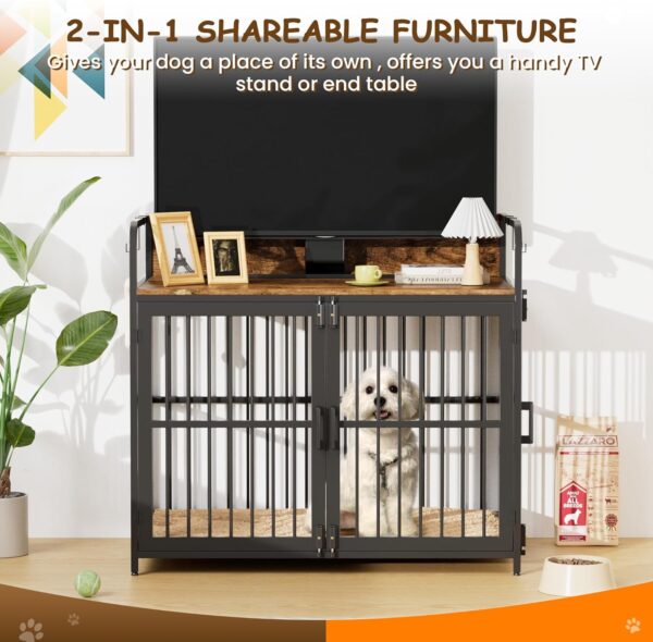 Large Dog Crate Furniture for Large Dogs, 37" Wooden Heavy Duty Dog Kennel with Double Doors, Decorative Pet House Dog Crates Side End Table Indoor(37" W×23.6" D×25.2" H) - Image 7