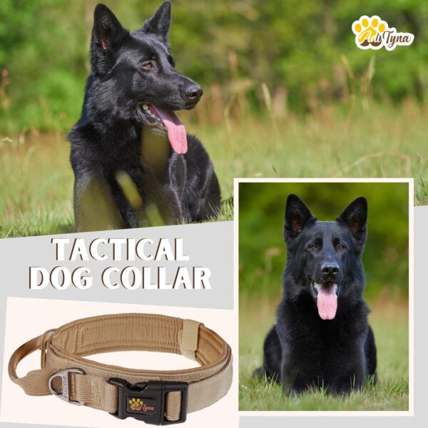 ADITYNA - Tactical Dog Collar for Extra-Large Dogs - Soft Padded, Heavy Duty, Adjustable Big Dog Collar with Handle for Training and Walking (Extra-Large: Fit 21-25" Neck, Brown) - Image 7