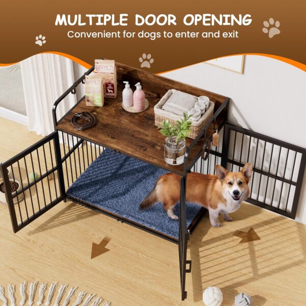 Large Dog Crate Furniture for Large Dogs, 37" Wooden Heavy Duty Dog Kennel with Double Doors, Decorative Pet House Dog Crates Side End Table Indoor(37" W×23.6" D×25.2" H) - Image 2