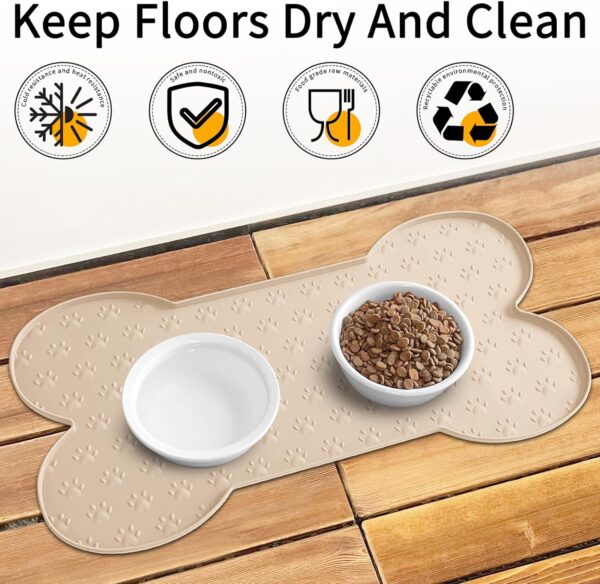 Dog Food Mat Anti-Slip Silicone Dog Bowl Mat Thicker Pet Placemat Waterproof Cat Feeder Pad with Raised Edge Puppy kitten Feeding Mats Suitable Small Medium-Sized Dogs Cats Eating Tray - Image 5