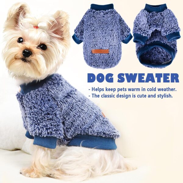 Yikeyo XXS Dog Sweaters for Small Dogs Male Winter Warm Fleece Dog Clothes Chihuahua Yorkie Teacup Puppy Sweater Pet Coat Jacket Cat Outfit for Puppy Small Dogs Boy and Girl, （XXS，Navy Blue） - Image 5