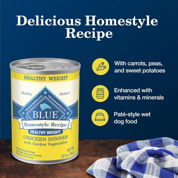 Blue Buffalo Homestyle Recipe Healthy Weight Adult Wet Dog Food, Beef Dinner With Garden Vegetables, 12.5-oz. Can (Pack of 12) - Image 4