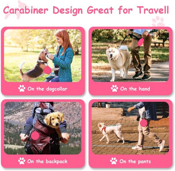 Collapsible Dog Water Bowl 2 in 1 Foldable Pet Food and Water Bowl Portable Cats Dishes with Carabiner Clip for Traveling Hiking Camping Walking (Pink) - Image 7