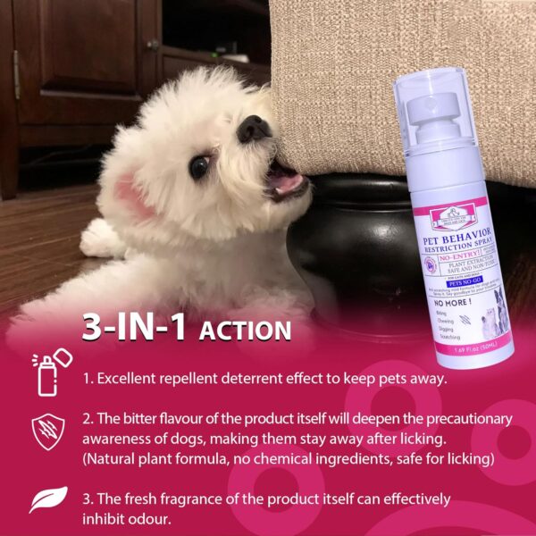 Pet Behavior Restriction Spray, Plant Extract Bitter Apple Spray for Dogs and Cats. No Chew, No Marking, No Lick, No Pee, Not Here Deterrent Spray - Image 3