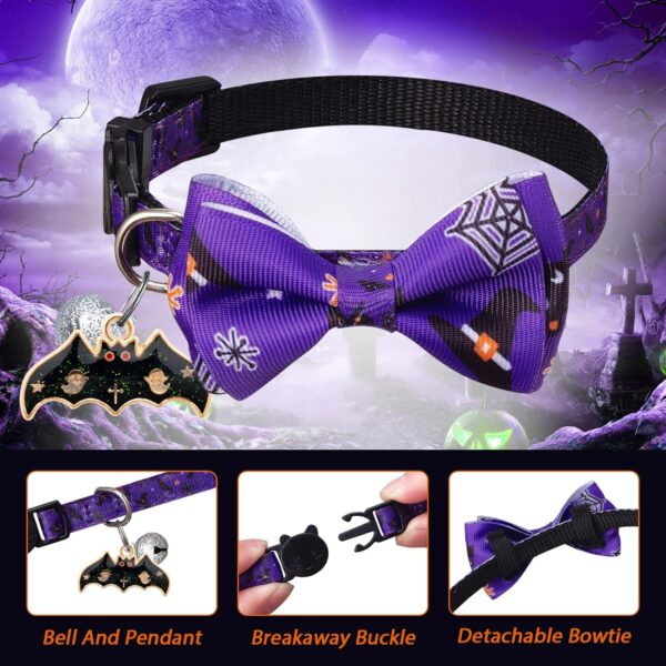 4 Pack Halloween Cat Collar with Bow Tie and Bell,Breakaway Kitten Collar for Girl Boy Cats,Adjustable 7-12inch,for Kitty Kitten Adult Cats,Pet Supplies… - Image 5