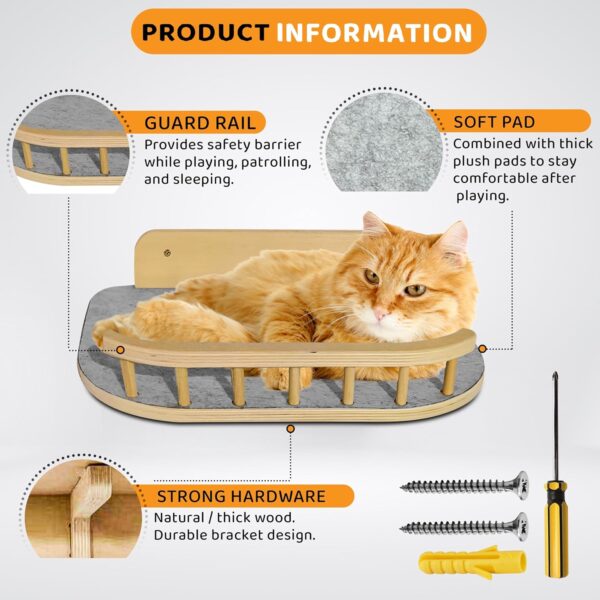 Large Cat Wall Shelves + 3 Cat Wall Steps, Cat Tree, Cat Corner Shelf, Cat Shelf, Cat Bed, Cat Scratcher, Cat Wall Furniture, Cat Wall Shelf, Cat Window Perch, Cat Hammock, Cat Scratching Post - Image 3