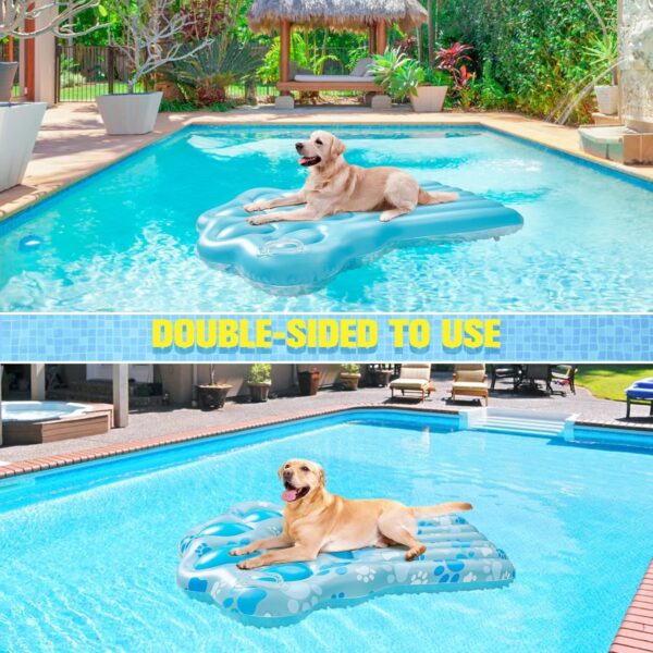 BEAUTYZOO Inflatable Dog Floats for Pool,Large Dog Pool Swimming Float,Dog Raft for Small Medium Big Dogs, Ride On Pool Toys for Hot Summer Floating Raft,Durable Foldable Blue Pink Paw Shape - Image 8