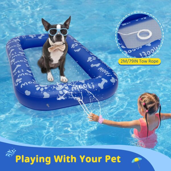 QUUREN Dog Pool Float Inflatable Dog Floats for Pool Portable Dog Floaties with 78” Tow Rope Swimming Pool Pet Dog Floating Mat Dog Pool Rafts for Small, Medium, Large Dog, Kids and Adults - Image 5