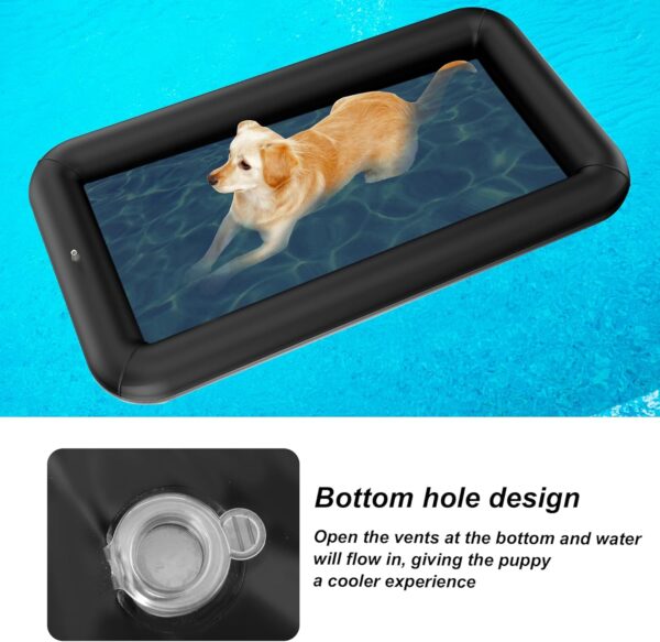 Dog Float for Pool,Inflatable Dog Raft,Dog Pool Floats for Small Dogs, Foldable Dog Pool Dog Swimming Pool for Pets Swimming Summer (Black) - Image 4