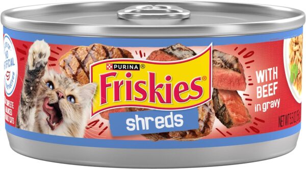 Purina Friskies Gravy Wet Cat Food, Shreds With Beef in Gravy - (Pack of 24) 5.5 oz. Cans