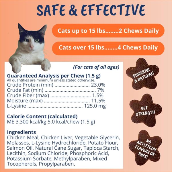 Under the Weather Pet Daily Cat L-Lysine | Boost Immune System Reduce Respiratory Symptoms | Maintain Normal Immune System Response | 60 Star Shaped Soft Chews - Image 6