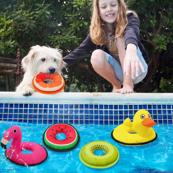 Squeaky Dog Toys, Floating Dog Toys for Indoor or Outward Play, Swim Ring Design Interactive Dog Gifts for Small and Medium Dogs - Flamingo - Image 3