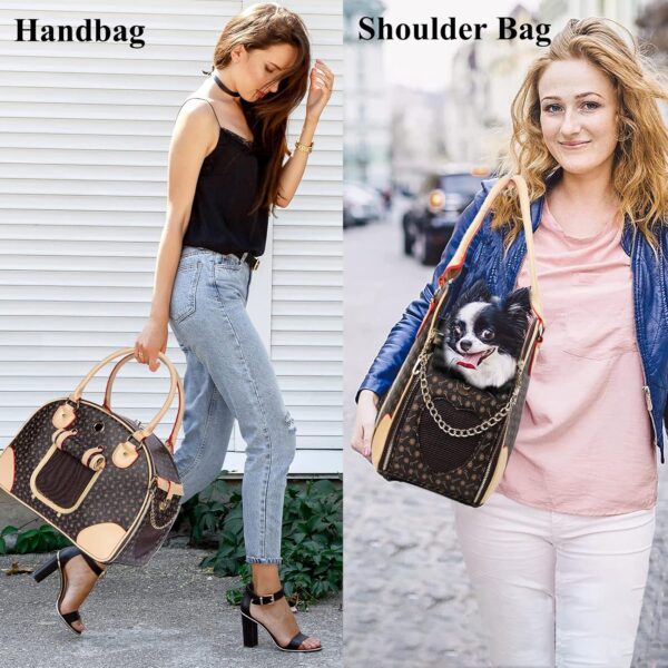 Adriene's Choice Luxury Pet Carrier, Puppy Small Dog Carrier, Cat Carrier Bag, Waterproof Premium PU Leather Carrying Handbag for Outdoor Travel Walking Hiking Shopping - Image 4