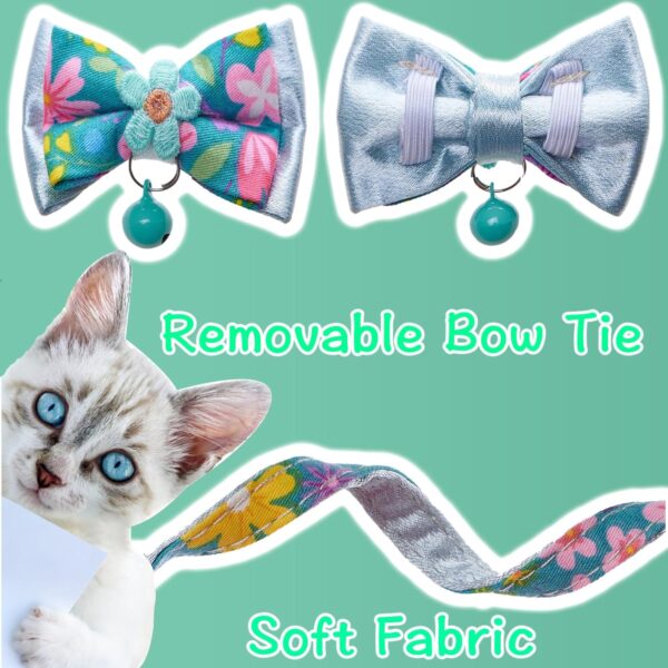 Cat Collars,HYQHYX Floral Bow Collar with Bell, Removable Cat Collar with Tie, Cute cat Collar for Cats and Puppies - Image 2