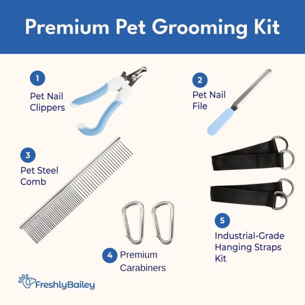 Dog Sling for Nail Trimming - Dog & Cat Grooming Hammock Hanging Harness for Dogs & Cats 4-15 LBS - Pet Nail Clipping Restraint - Nail Clippers, Nail File, & Pet Comb Kit (X-Small) - Image 3