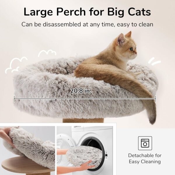 FUKUMARU Cat Scratching Post with Plush Bed, 2 in 1 Tall Kitten Scratch Post with Jute Rope, 5.5 Inch Width Sturdy Claw Scratch Pole with Perch, Cat Tree with Bed for Most Cats - Image 4