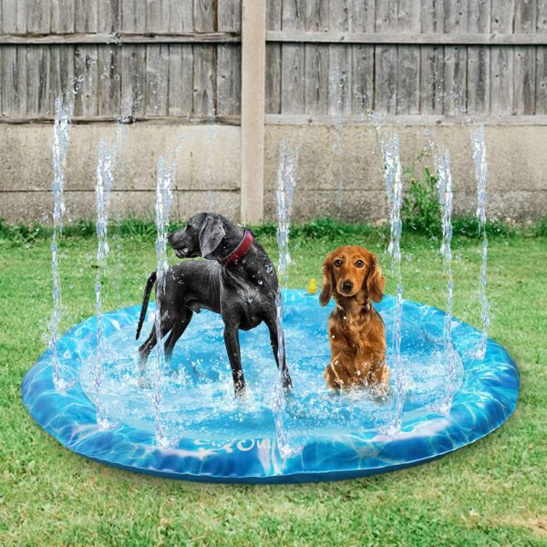 All for Paws Dog Sprinkler Water Pad Mat Outdoor Dog Cooling Splash Water Toys Non Slip Dog Swimming Pad for Pets in Hot Summer, 51Inch, Large