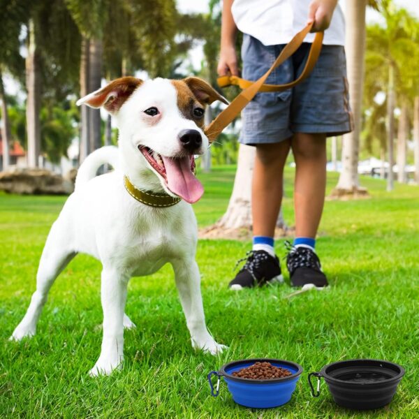 2-Pack Small Dog Travel Bowl, Collapsible Bowls for Dogs, Foldable Cat Water Bowl, Portable Pet Feeding Watering Traveling Dish (Black & Dark Blue) - Image 6