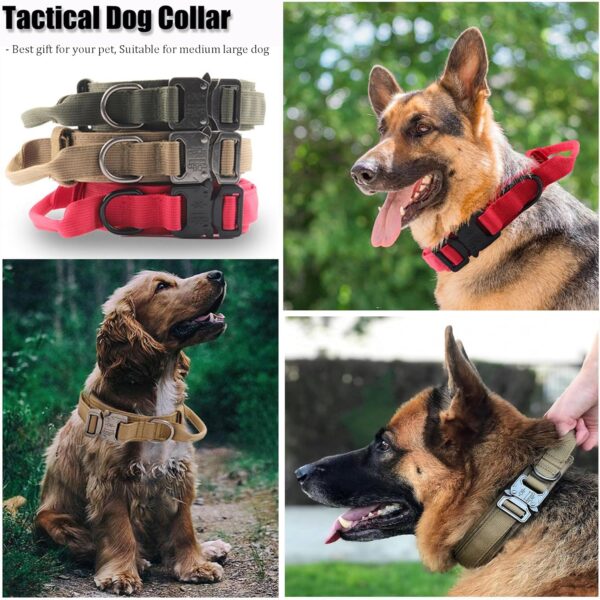 Tactical Dog Collar, Adjustable Military Training Nylon Dog Collar with Control Handle and Heavy Quick-Release Metal Buckle for Small Medium Large Dogs, Blue M - Image 7