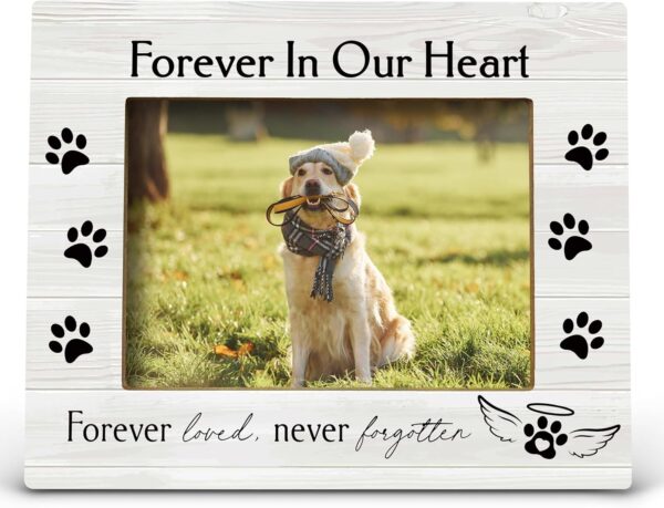 Forever in Our Heart Pet Memory Picture Photo Frame,Pet Dog Cat Memorial Picture Frames,Pet Loss Sympathy Gift,Sympathy Gifts For Loss Of Dog,Passed Away Dog Memorial Gifts(5x7 Inch Photo) (Color2)