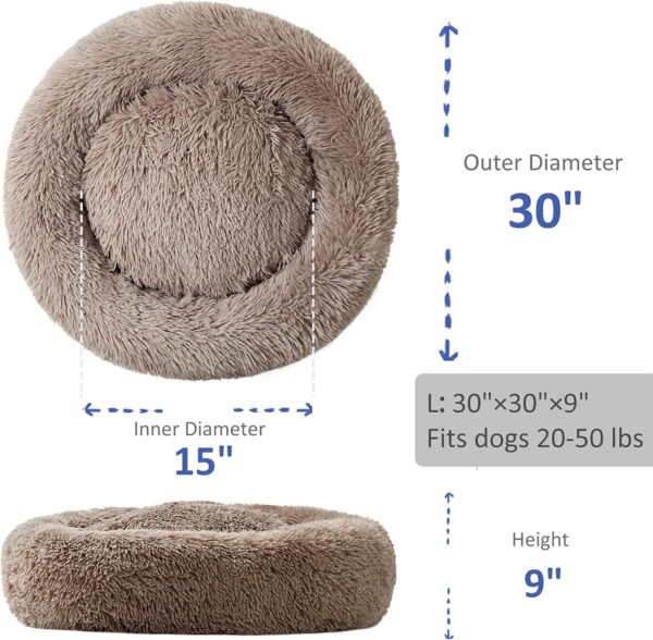 Washable Dog Round Bed Small, Donut Dog Bed Small Dog, Comfy Dog Calming Cuddler Bed - Image 2